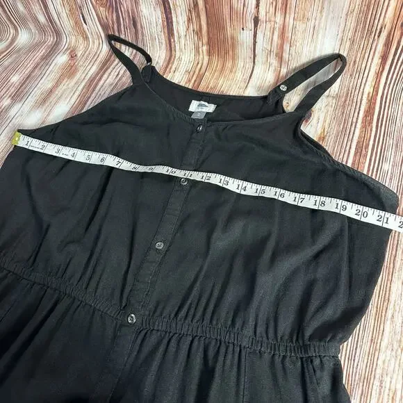 Old Navy BLACK JACK Sz X Large Linen Blend Button Front Sleeveless Maxi Sundress - Picture 3 of 8